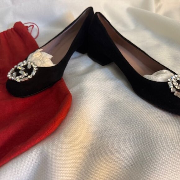 GUCCI "Sparkling GG Pump" in Black Suede - Style 353734 - WORN ONCE - Picture 6 of 8